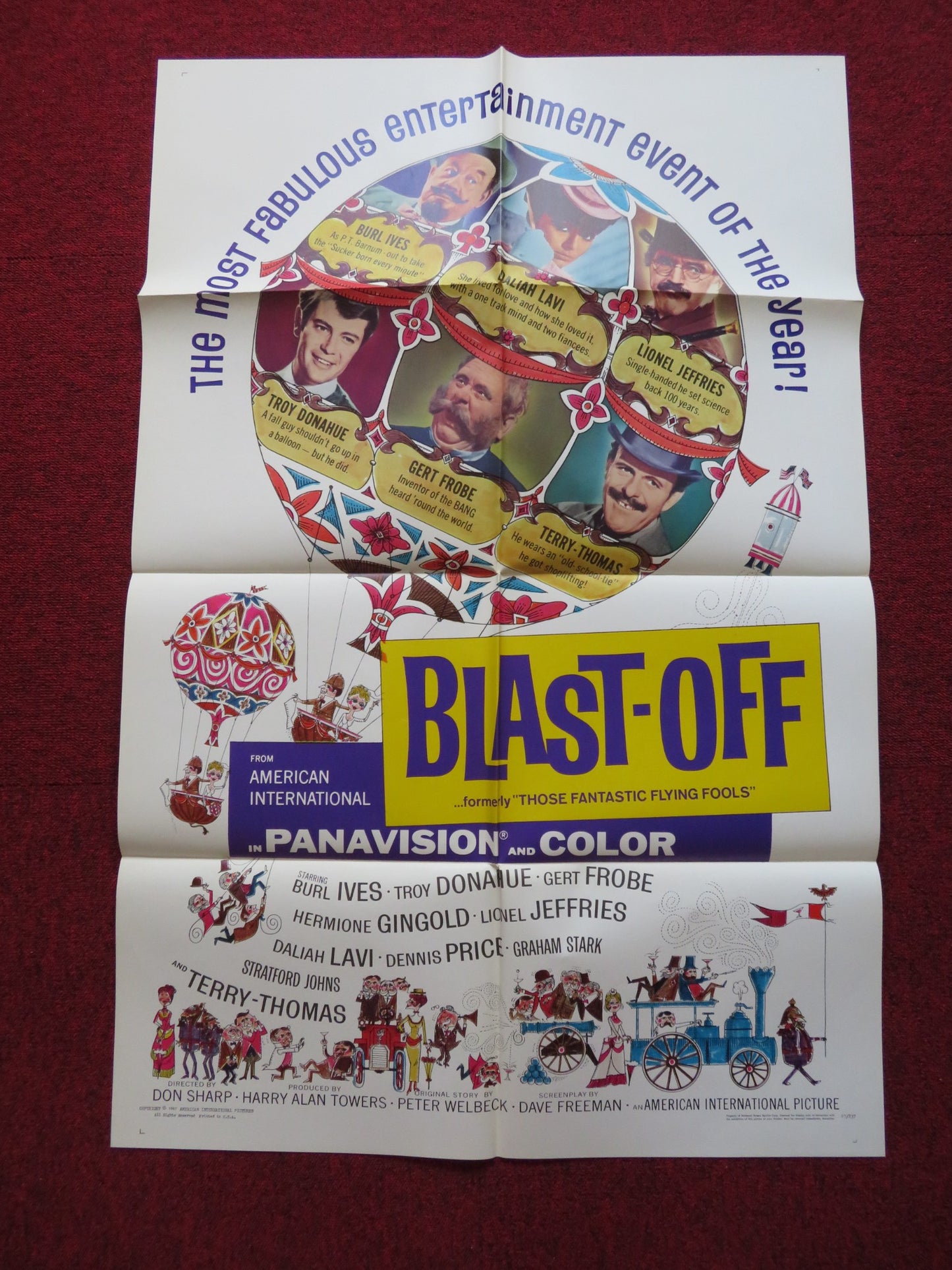 BLAST-OFF FOLDED US ONE SHEET POSTER BURL IVES JIMMY CLITHEROE 1967