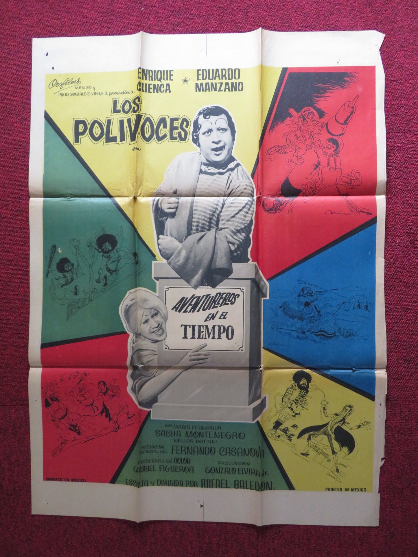 LOS POLIVOCES 88 FOLDED MEXICAN POSTER ENRIQUE CUENCA EDUARDO MANZANO 1988