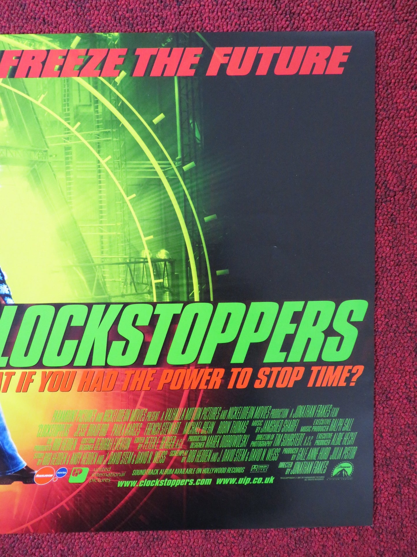 CLOCKSTOPPERS UK MINI QUAD POSTER JESSE BRADFORD FRENCH STEWART 2002