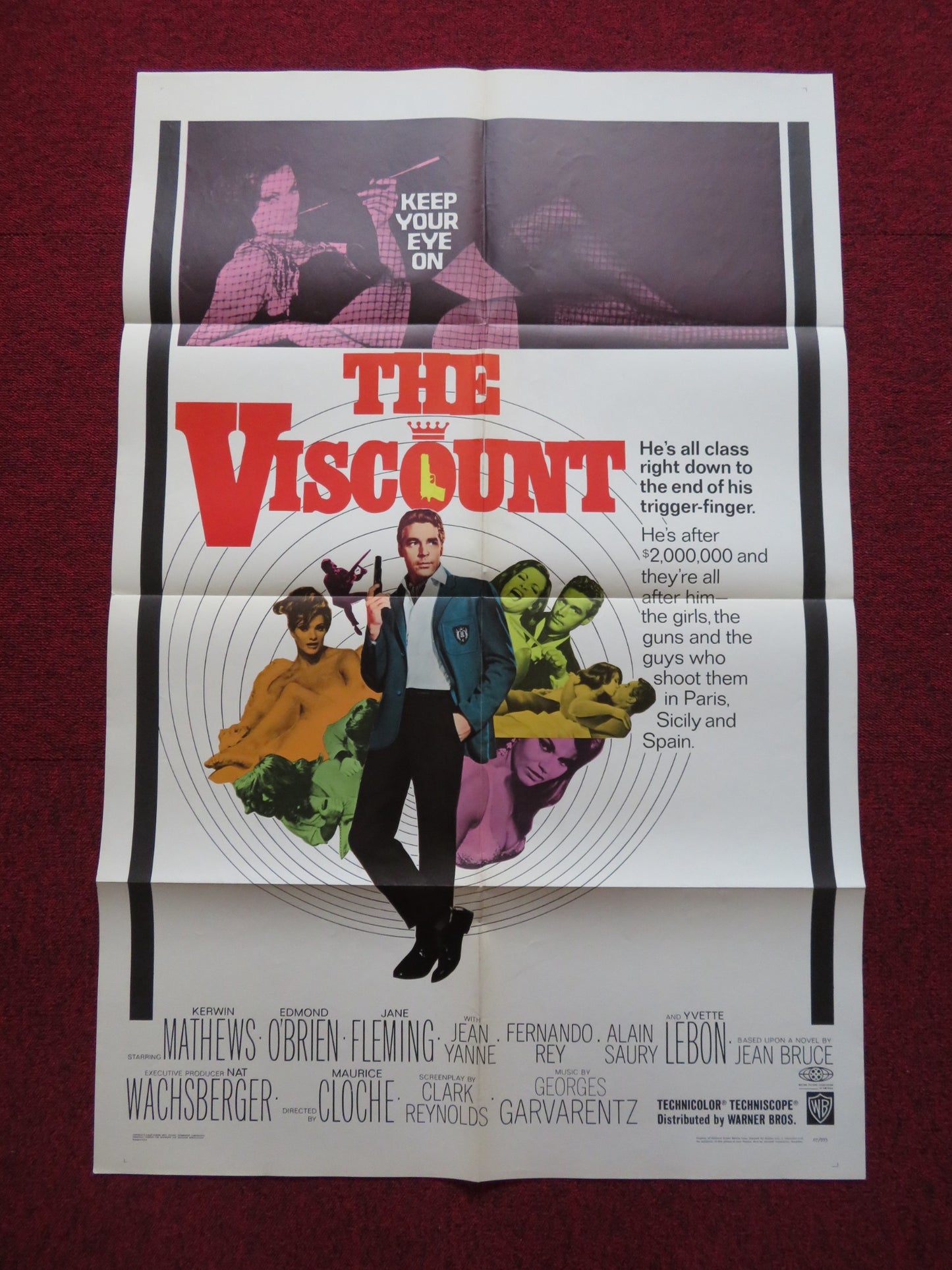 THE VISCOUNT FOLDED US ONE SHEET POSTER KERWIN MATTHEWS EDMOND O'BRIEN 1967