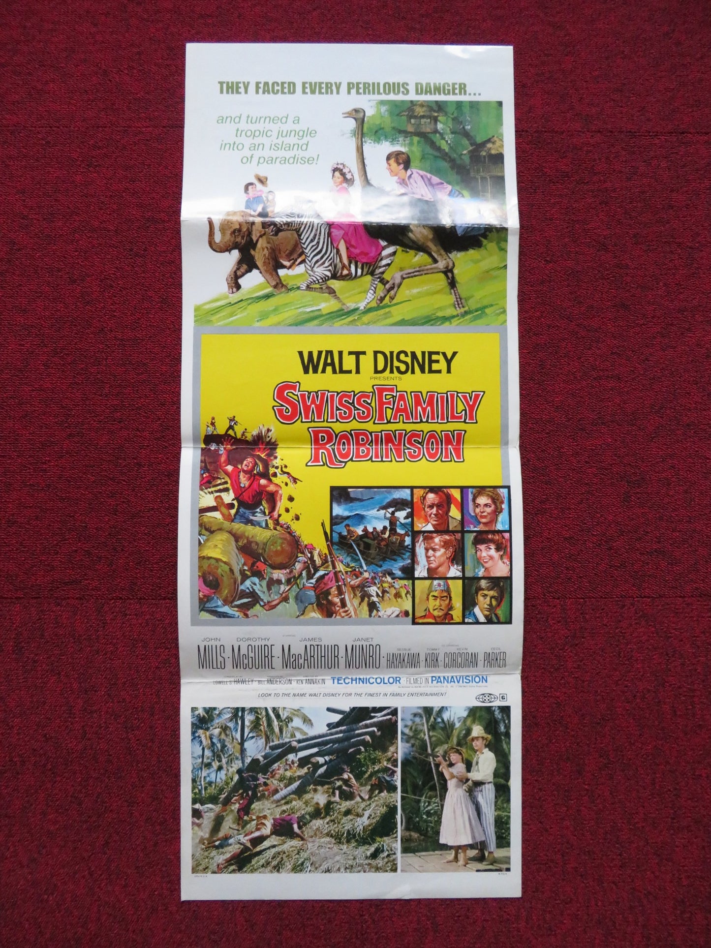 SWISS FAMILY ROBINSON FOLDED US INSERT POSTER JOHN MILLS DOROTHY MCGUIRE R1975