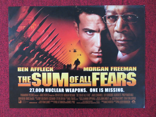 THE SUM OF ALL FEARS UK MINI QUAD POSTER BEN AFFLECK MORGAN FREEMAN 2002