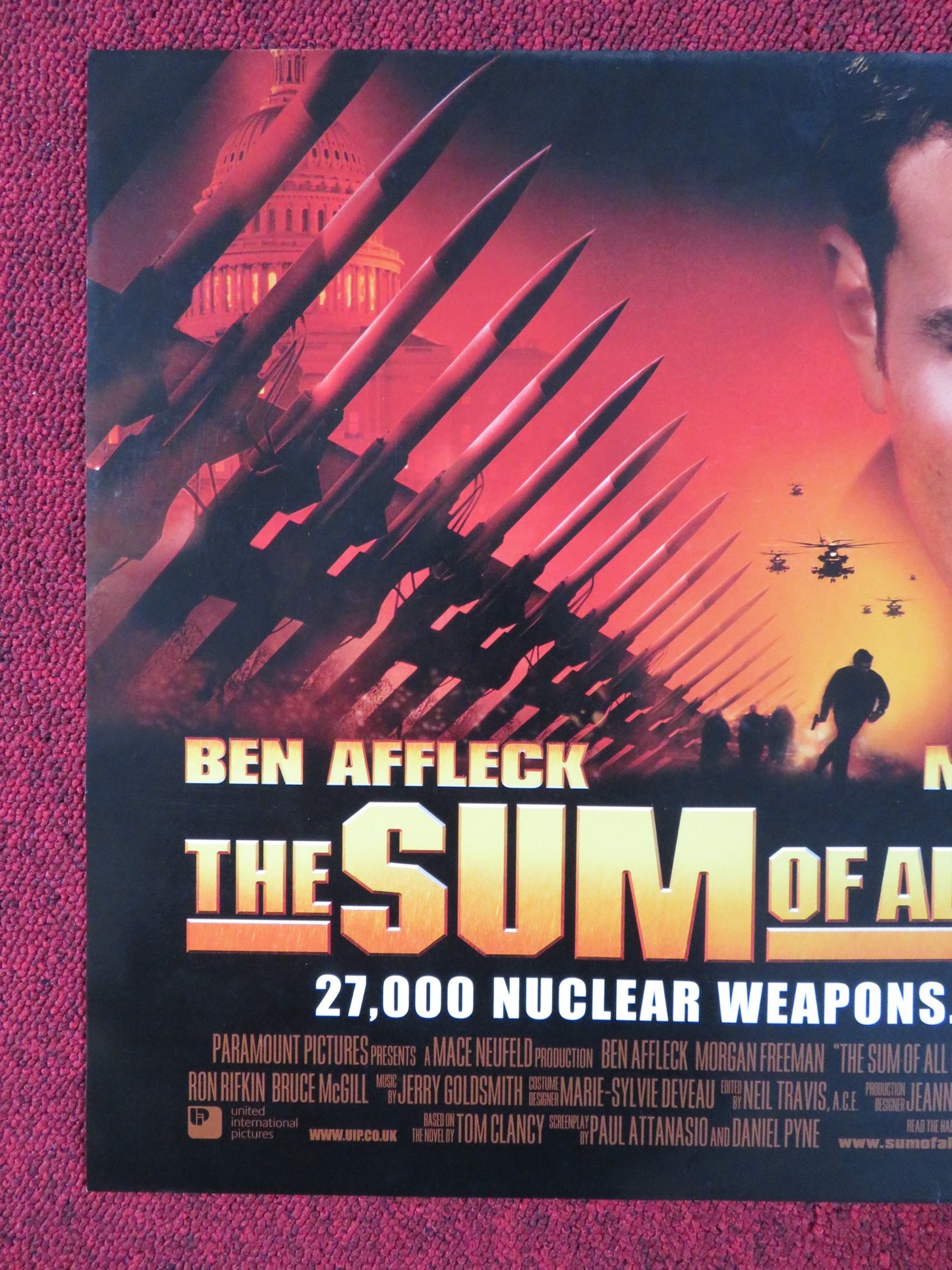 THE SUM OF ALL FEARS UK MINI QUAD POSTER BEN AFFLECK MORGAN FREEMAN 2002