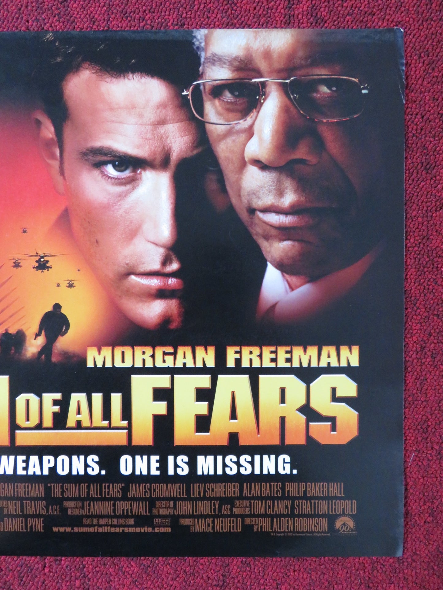 THE SUM OF ALL FEARS UK MINI QUAD POSTER BEN AFFLECK MORGAN FREEMAN 2002