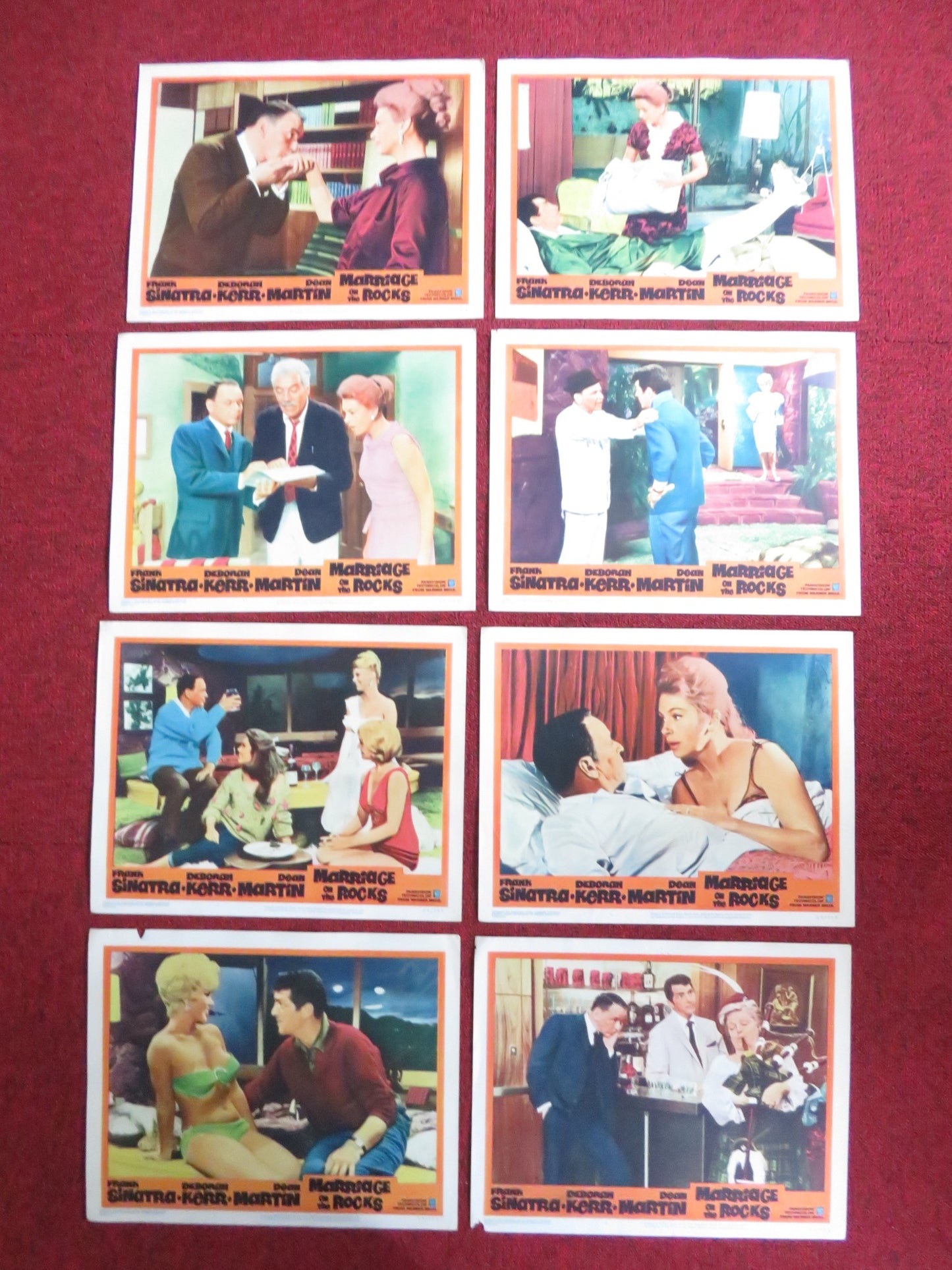 MARRIAGE ON THE ROCKS US LOBBY CARD FULL SET FRANK SINATRA DEBORAH KERR 1965