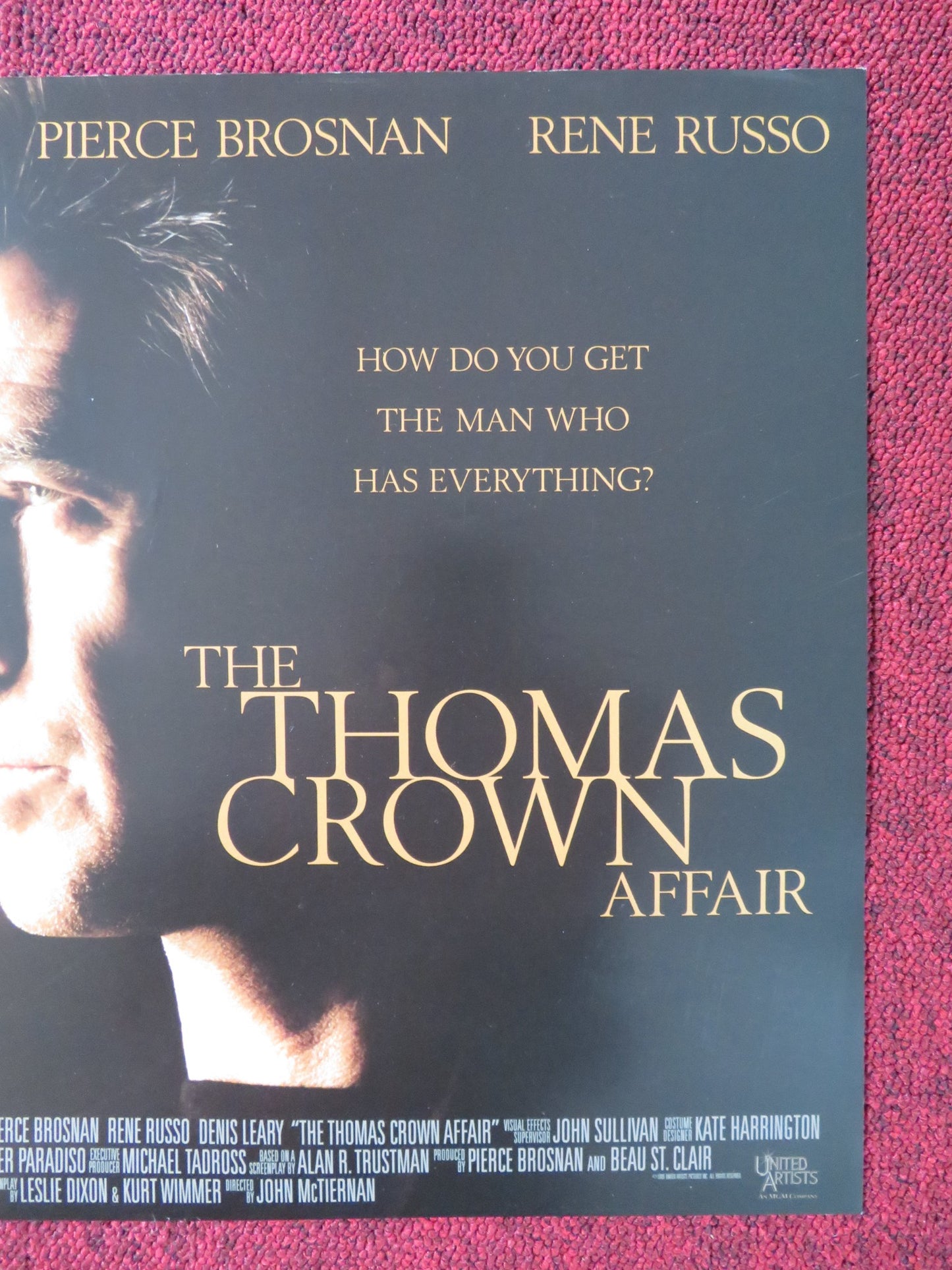 THE THOMAS CROWN AFFAIR - A UK MINI QUAD POSTER PIERCE BROSNAN RUSSO 1999