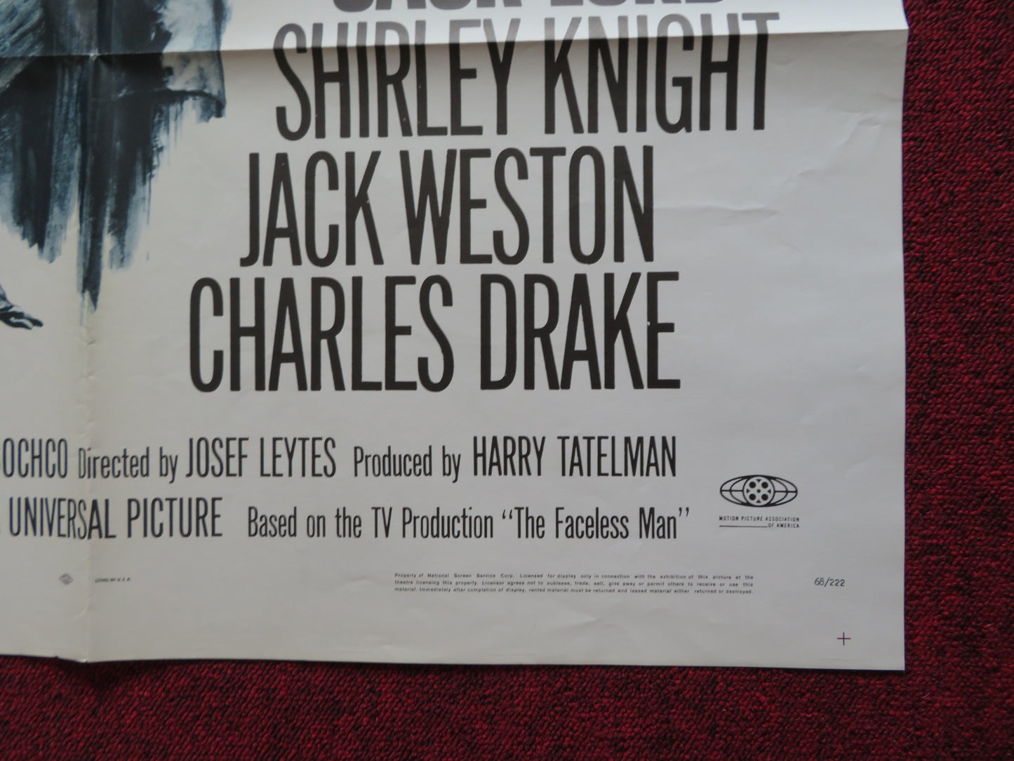 THE COUNTERFEIT KILLER FOLDED US ONE SHEET POSTER JACK LORD SHIRLEY KNIGHT 1968