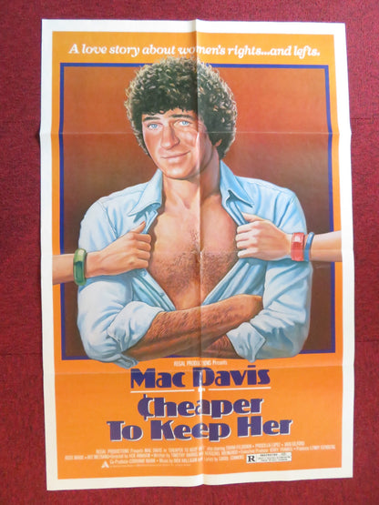 CHEAPER TO KEEP HER FOLDED US ONE SHEET POSTER MAC DAVIS TOVAH FELDSHUH 1980