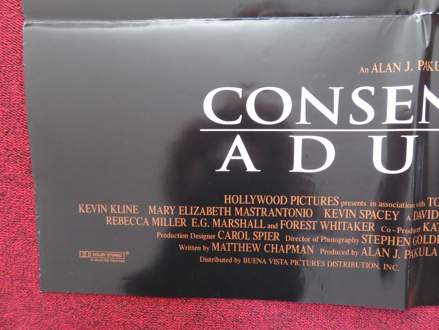 CONSENTING ADULTS FOLDED US ONE SHEET POSTER KEVIN KLINE REBECCA MILLER 1992