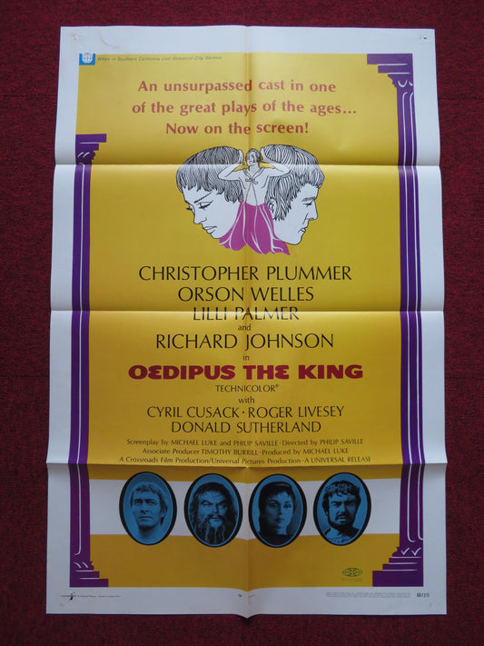 OEDIPUS THE KING FOLDED US ONE SHEET POSTER CHRISTOPHER PLUMMER L. PALMER 1968