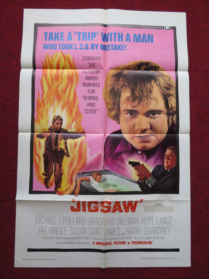 JIGSAW FOLDED US ONE SHEET POSTER MICHAEL J. POLLARD BRADFORD DILLMAN 1968