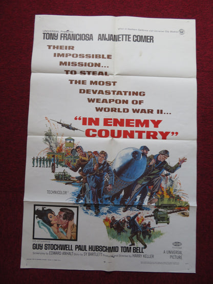 IN ENEMY COUNTRY FOLDED US ONE SHEET POSTER ANTHONY FRANCIOSA A. COMER 1968