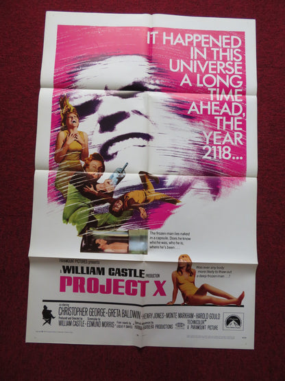 PROJECT X FOLDED US ONE SHEET POSTER  CHRISTOPHER GEORGE GRETA BALDWIN 1968