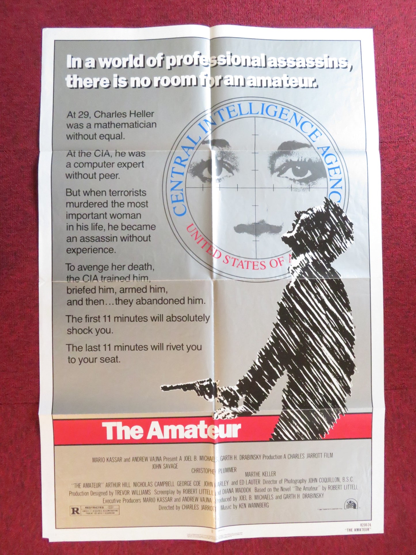 THE AMATEUR FOLDED US ONE SHEET POSTER JOHN SAVAGE CHRISTOPHER PLUMMER 1982