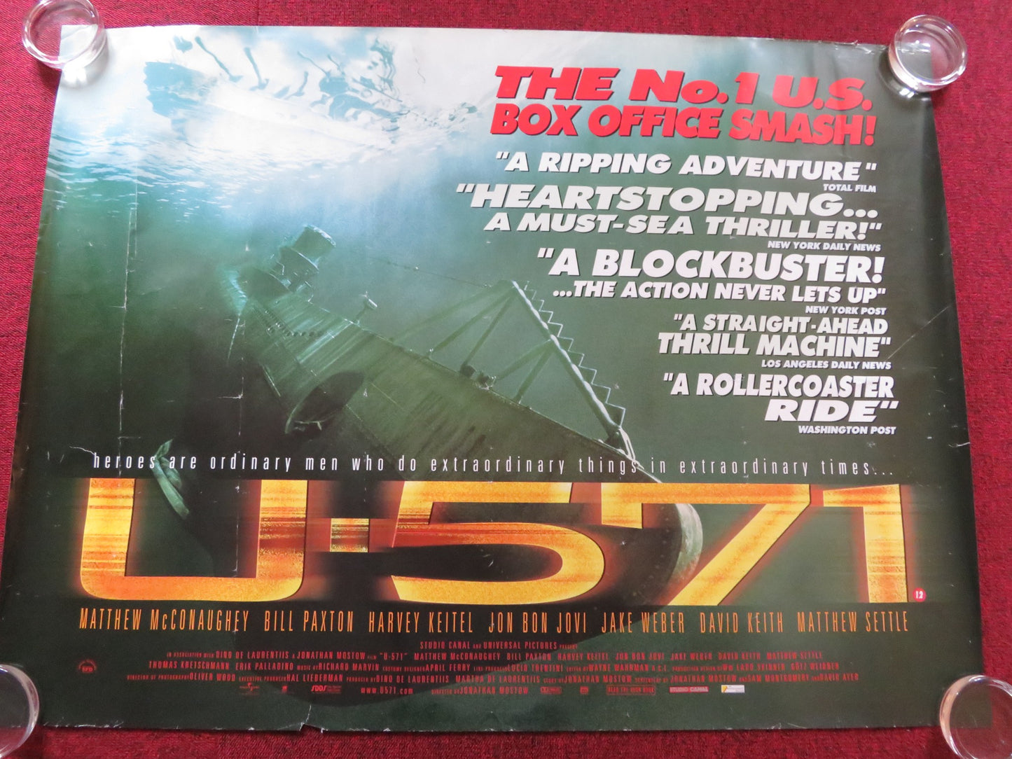 U-571 UK QUAD (30"x 40") ROLLED POSTER MATTHEW MCCONAUGHEY BILL PAXTON 2000