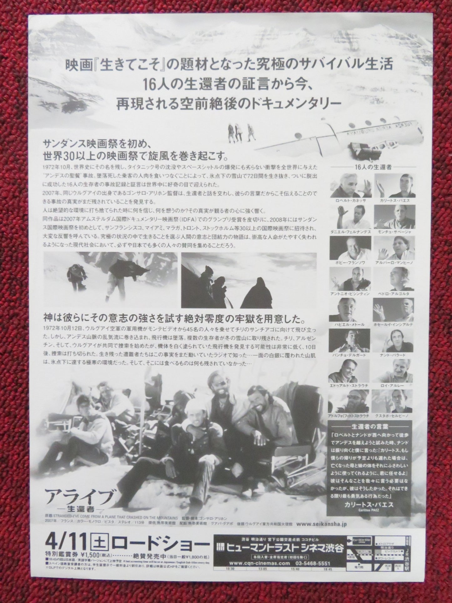 STRANDED JAPANESE CHIRASHI (B5) POSTER JOSE ALGORTA ROBERTO CANESSA 2007