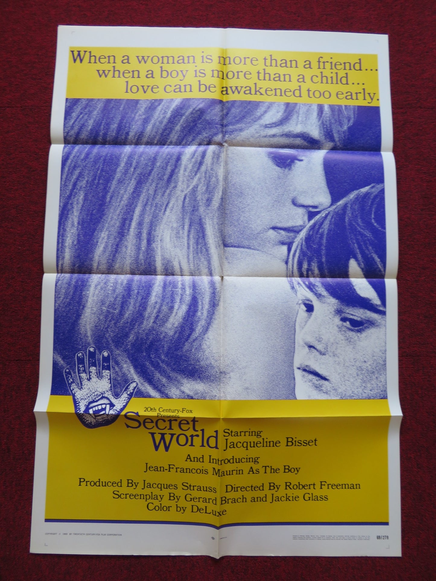 SECRET WORLD FOLDED US ONE SHEET POSTER JACQUELINE BISSET J-F. MAURIN 1969