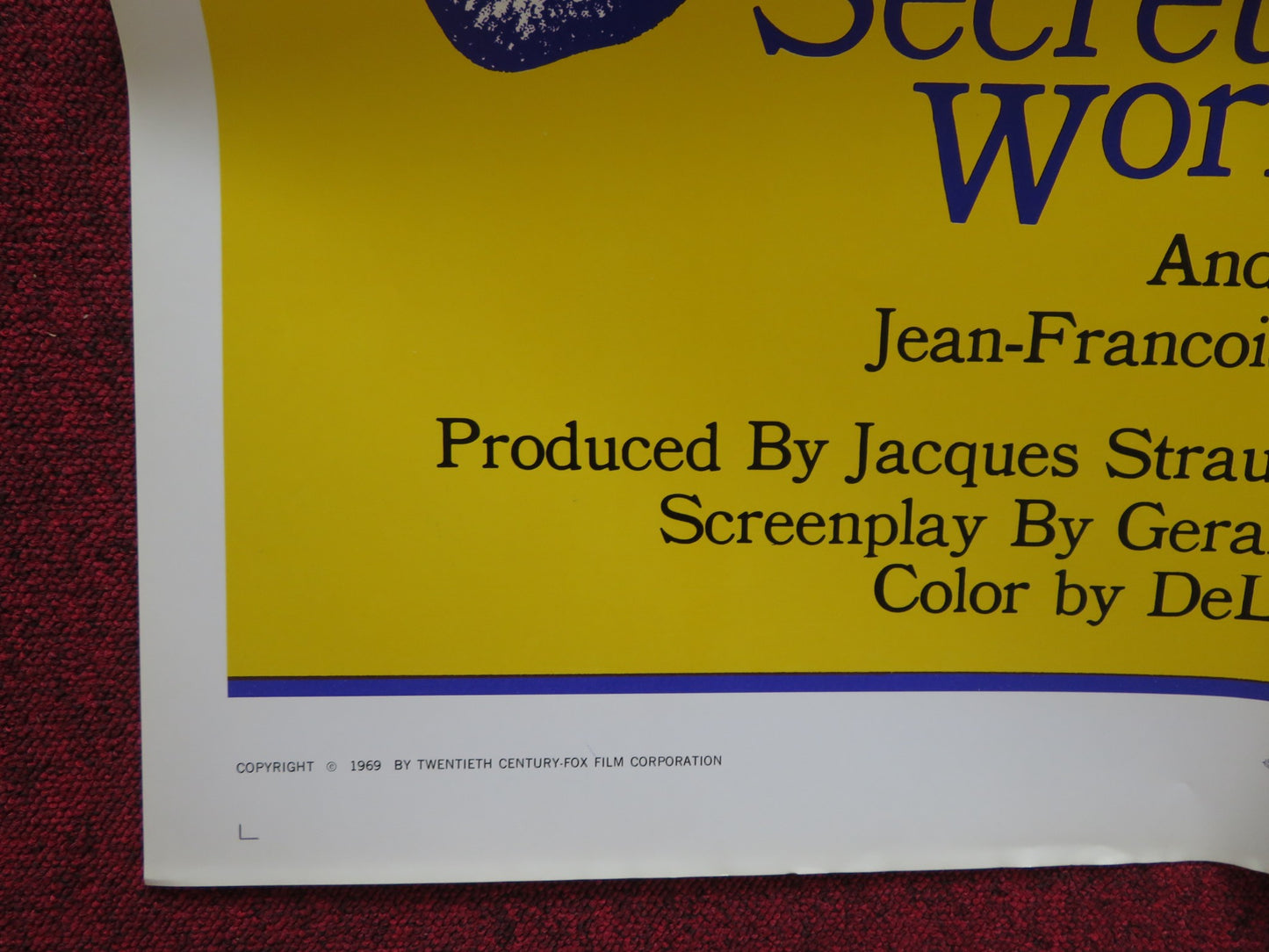 SECRET WORLD FOLDED US ONE SHEET POSTER JACQUELINE BISSET J-F. MAURIN 1969