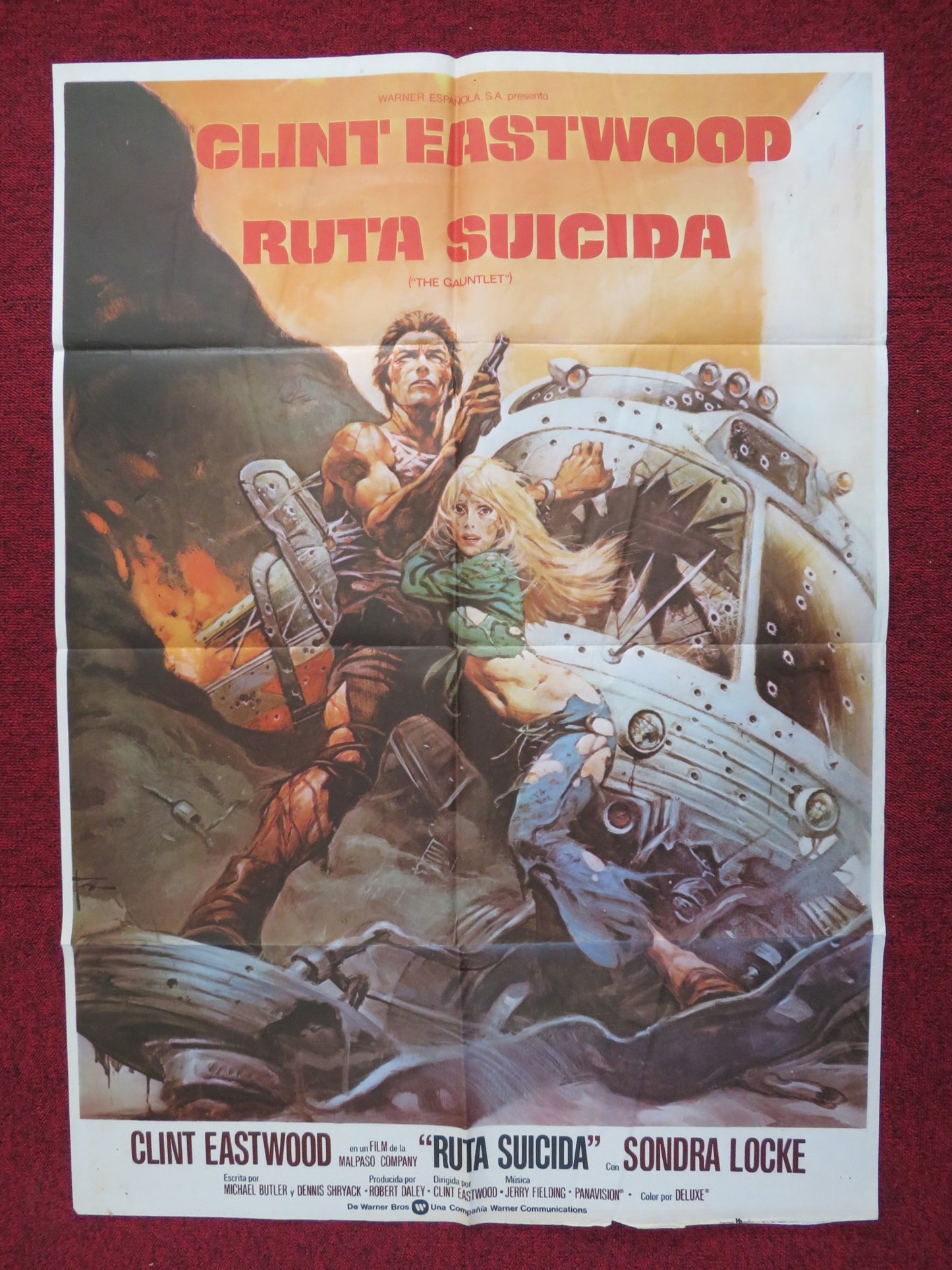 THE GAUNTLET FOLDED SPANISH POSTER CLINT EASTWOOD SANDRA LOCKE 1977