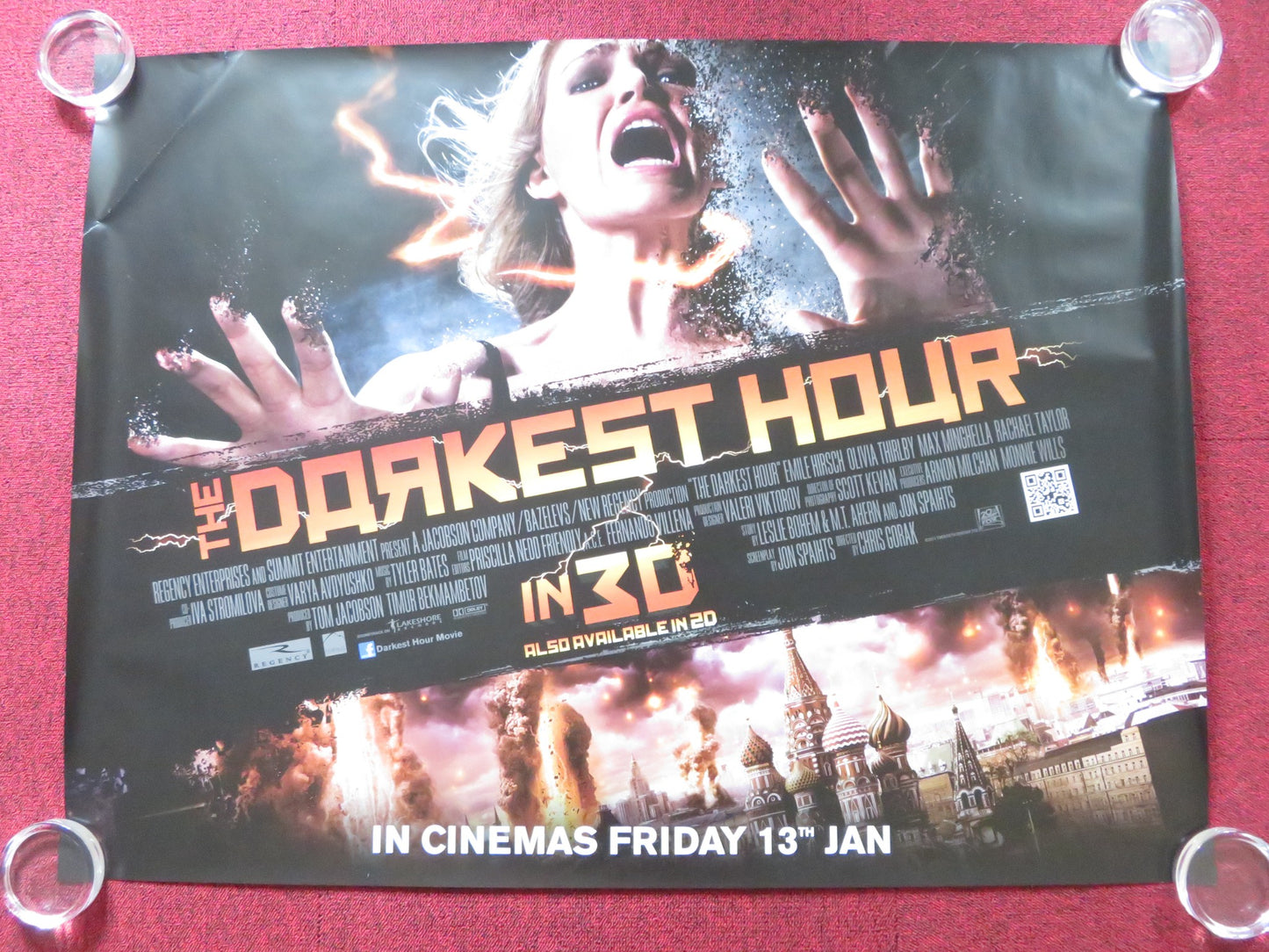 THE DARKEST HOUR UK QUAD (30"x 40") ROLLED POSTER EMILE HIRSCH O. THIRLBY 2011