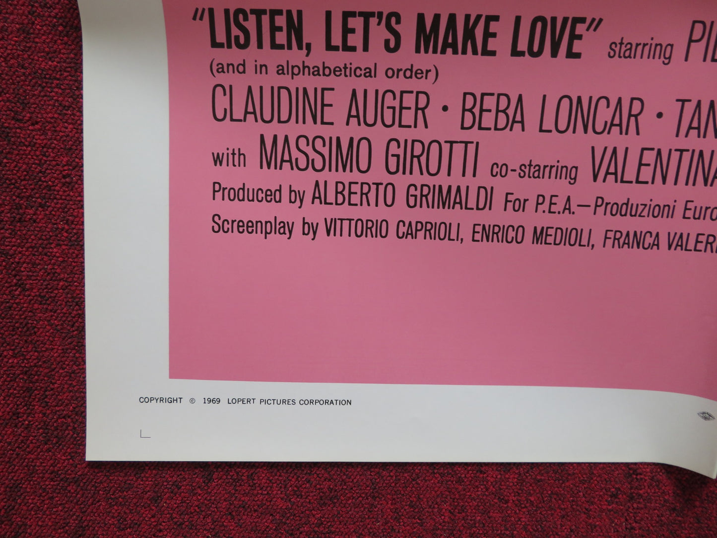 LISTEN LET'S MAKE LOVE FOLDED US ONE SHEET POSTER PIERRE CLEMENTI B. LONCAR 1969