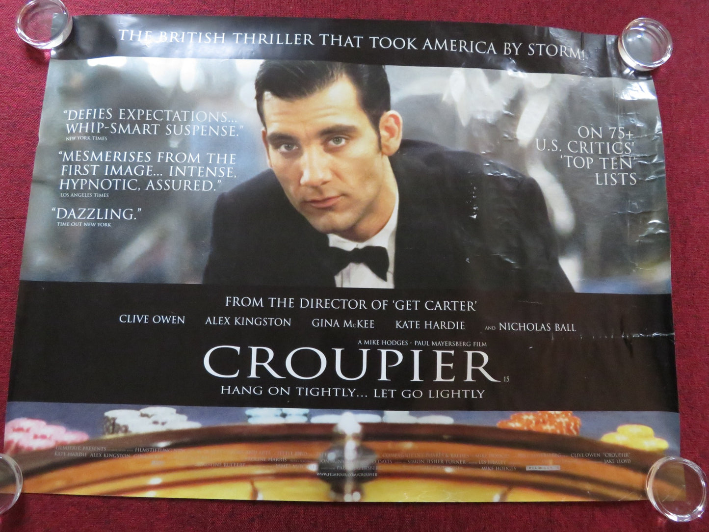 CROUPIER UK QUAD (30"x 40") ROLLED POSTER CLIVE OWEN NICK REDING 1998