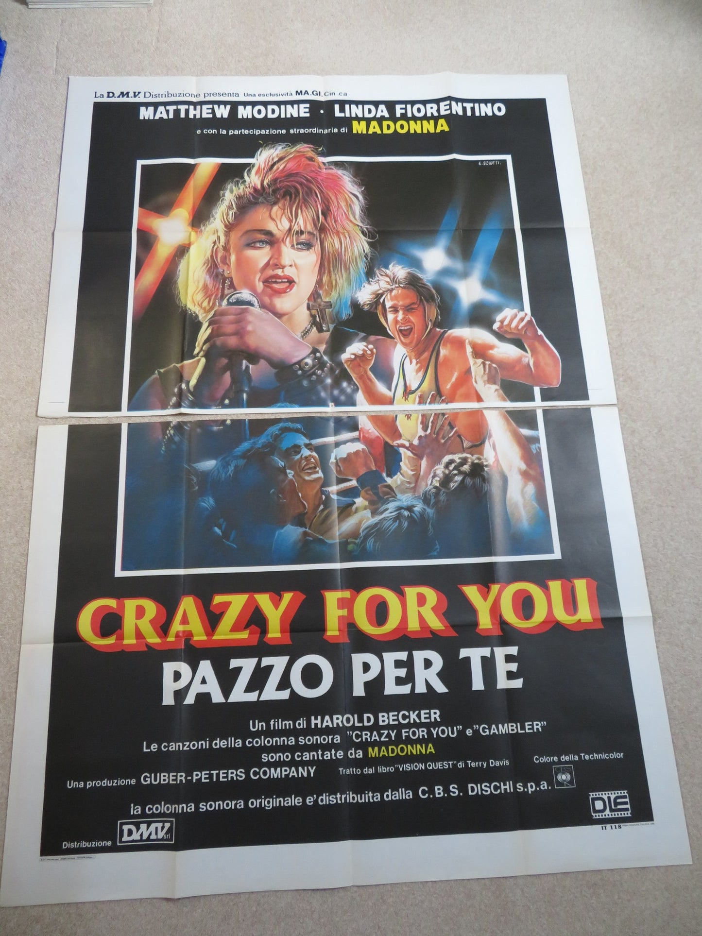 VISION QUEST / CRAZY FOR YOU ITALIAN 4 FOGLIO POSTER MADONNA E.SCIOTTI 1985