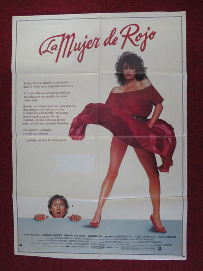 WOMAN IN RED FOLDED SPANISH POSTER GENE WILDER KELLY LE BROCK 1984