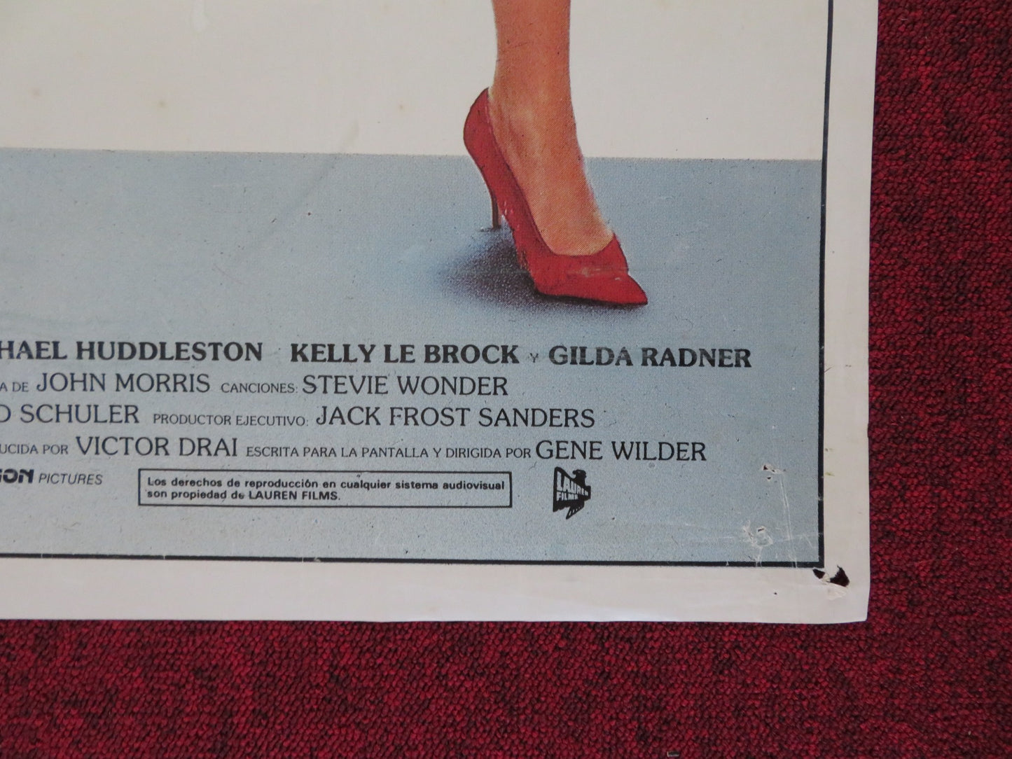 WOMAN IN RED FOLDED SPANISH POSTER GENE WILDER KELLY LE BROCK 1984