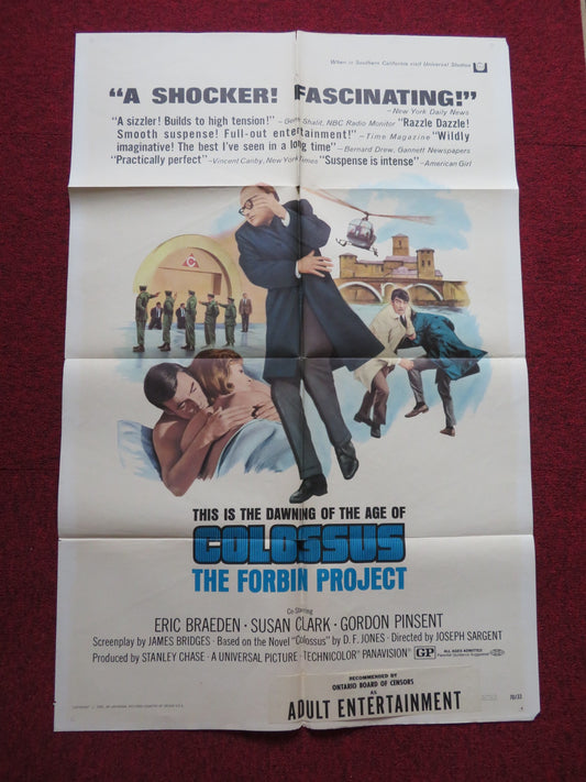 COLOSSUS: THE FORBIN PROJECT FOLDED US ONE SHEET POSTER ERIC BRAEDEN 1970