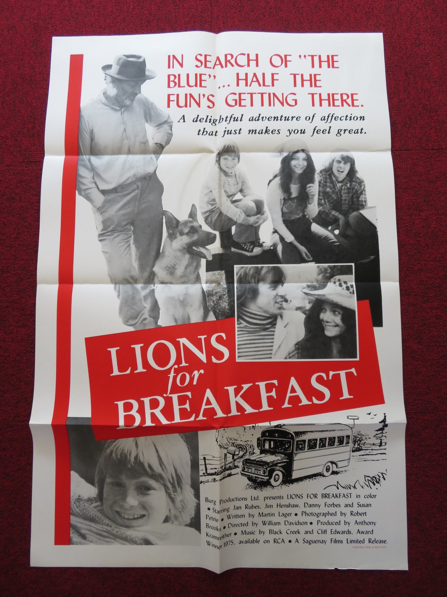 LIONS FOR BREAKFAST FOLDED US ONE SHEET POSTER JAN RUBES JIM HENSHAW 1975