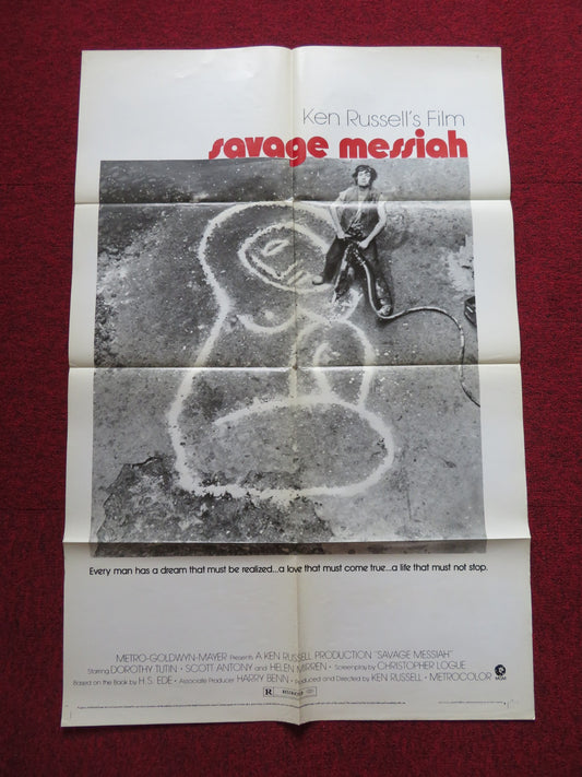 SAVAGE MESSIAH FOLDED US ONE SHEET POSTER DOROTHY TUTIN SCOTT ANTHONY 1972