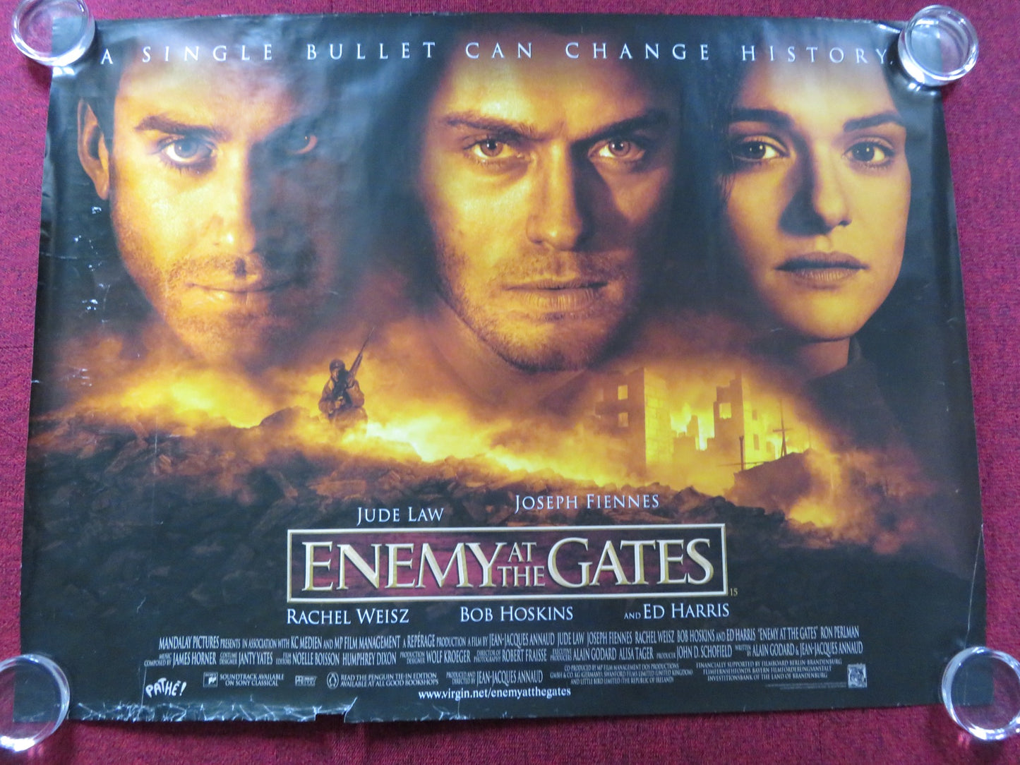 ENEMY AT THE GATES UK QUAD (30"x 40") ROLLED POSTER JUDE LAW JOSEPH FIENNES 2001