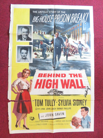 BEHIND THE HIGH WALL FOLDED US ONE SHEET POSTER TOM TULLY SYLVIA SIDNEY 1956