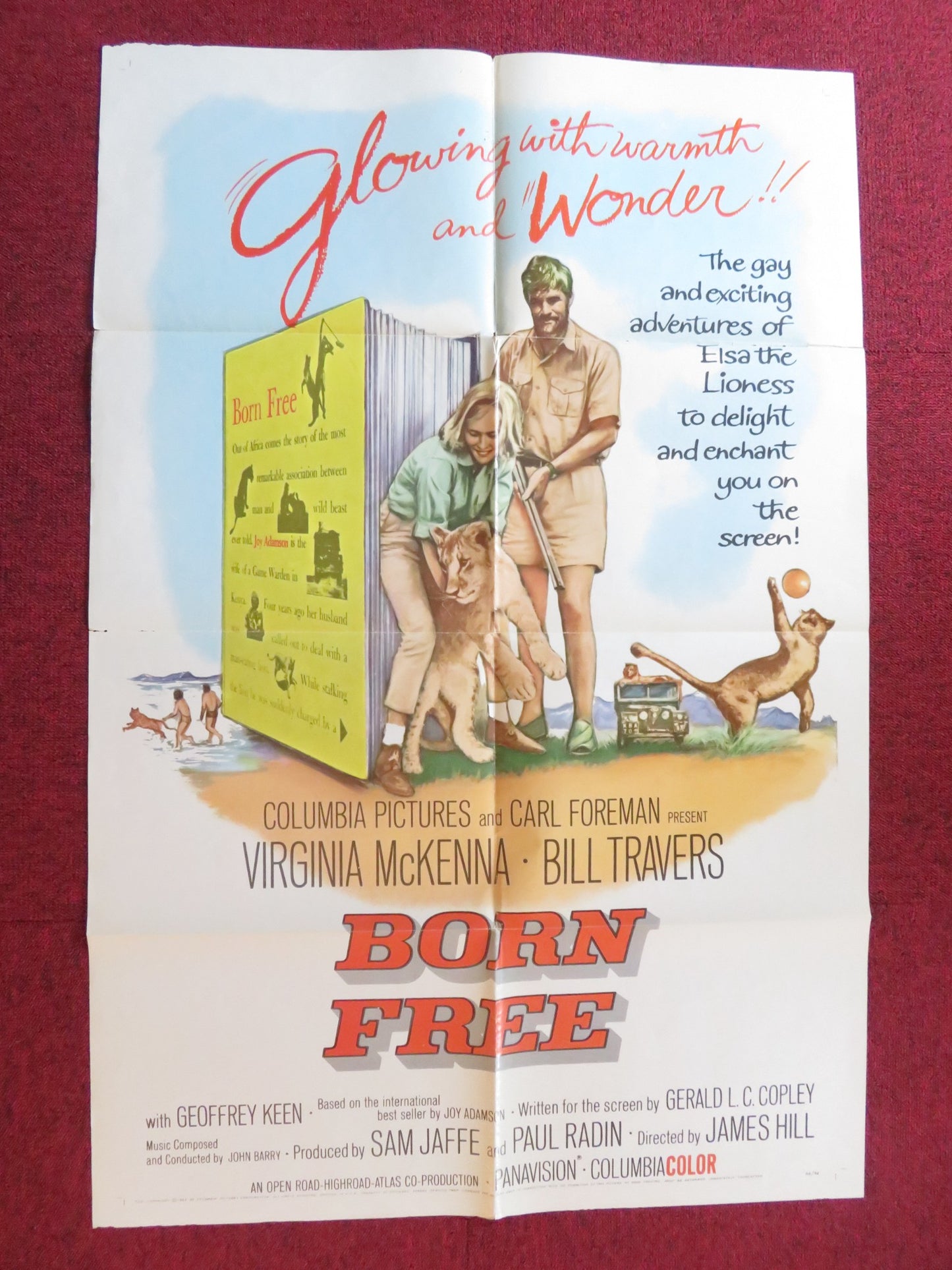 BORN FREE FOLDED US ONE SHEET POSTER VIRGINIA MCKENNA BILL TRAVERS 1966