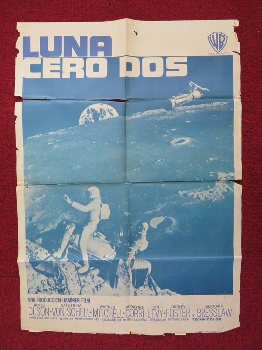 MOON ZERO TWO FOLDED SPANISH POSTER JAMES OLSON CATHERINE SCHELL 1969