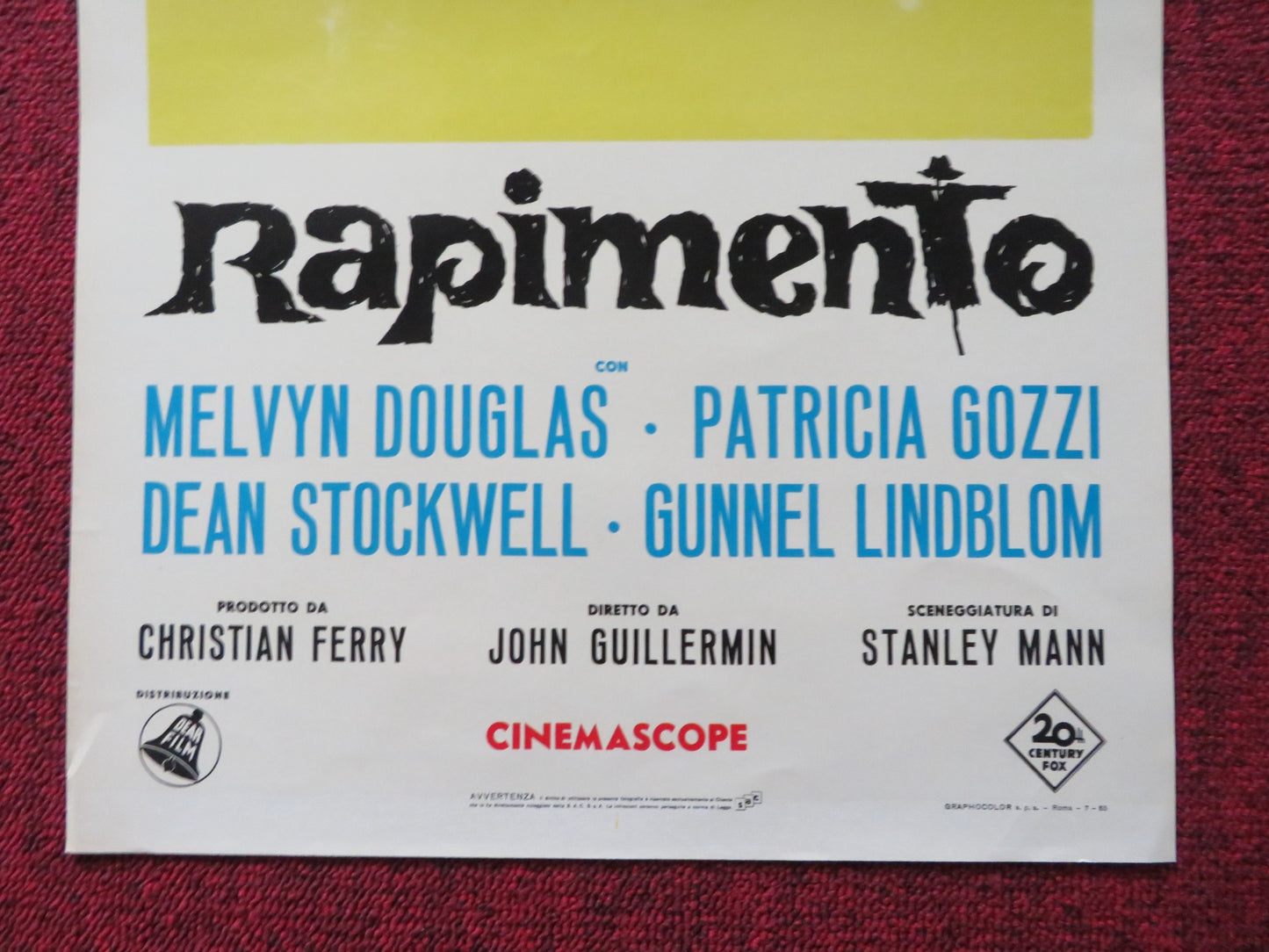 RAPTURE ITALIAN LOCANDINA POSTER MELVYN DOUGLAS PATRICIA GOZZI 1965