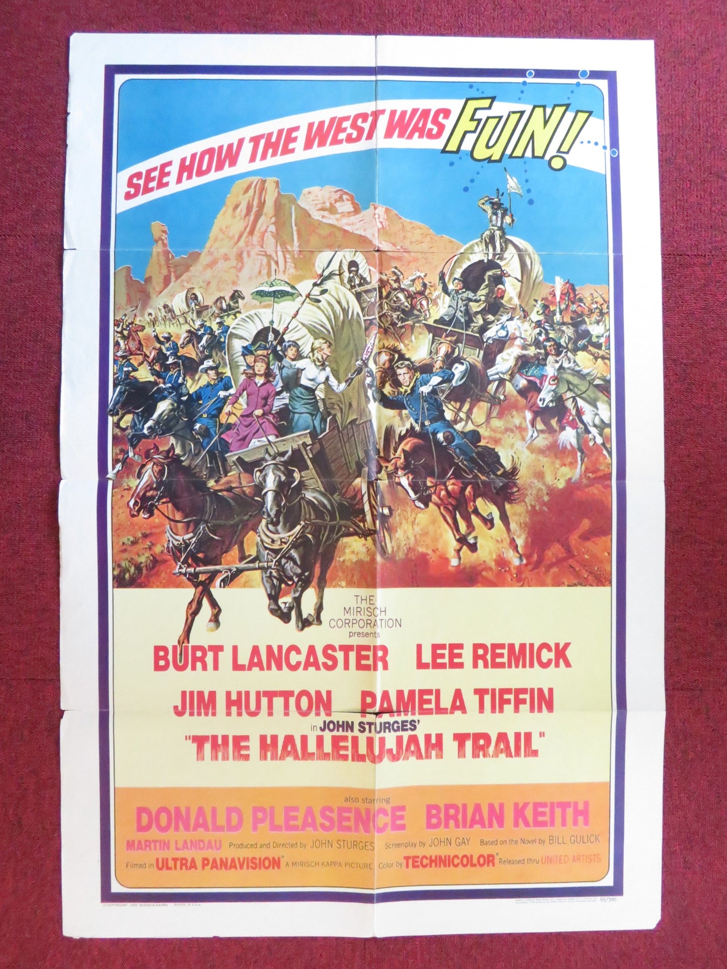 THE HALLELUJAH TRAIL FOLDED US ONE SHEET POSTER BURT LANCASTER LEE REMICK 1965