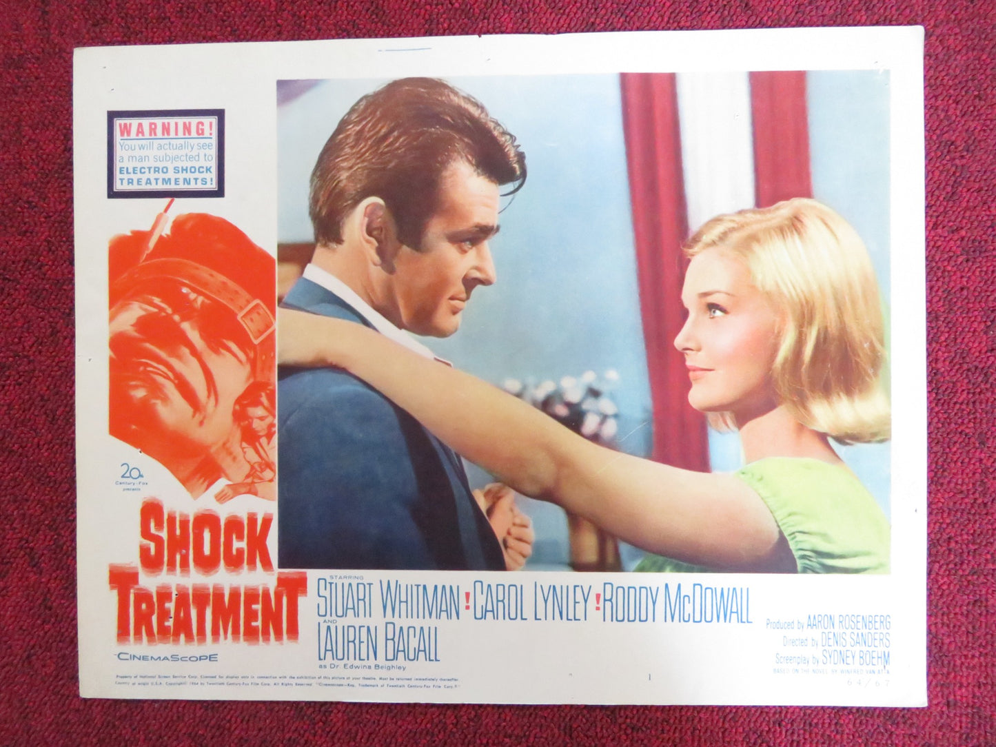 SHOCK TREATMENT US LOBBY CARD FULL SET STUART WHITMAN CAROL LYNLEY 1964