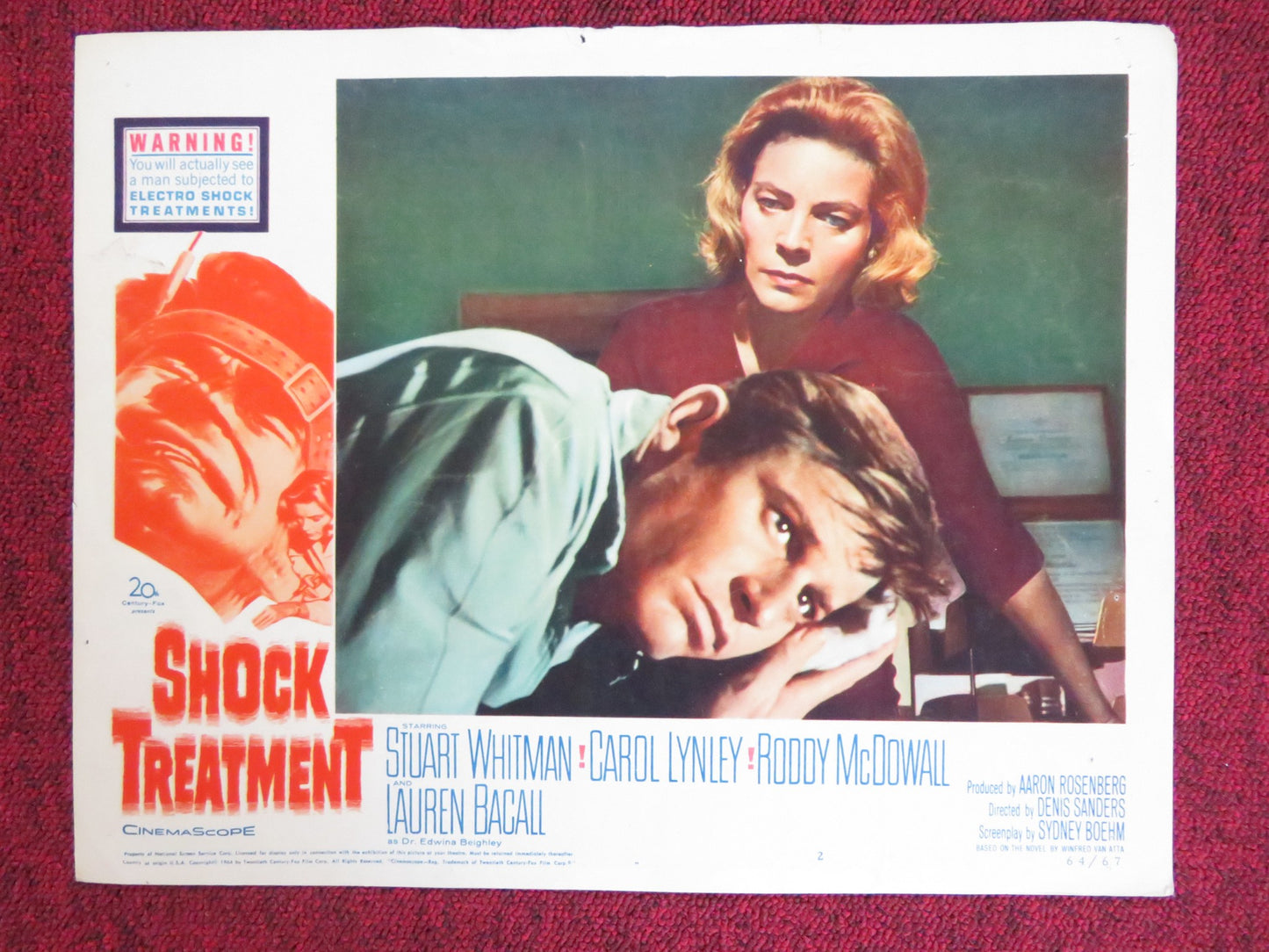 SHOCK TREATMENT US LOBBY CARD FULL SET STUART WHITMAN CAROL LYNLEY 1964