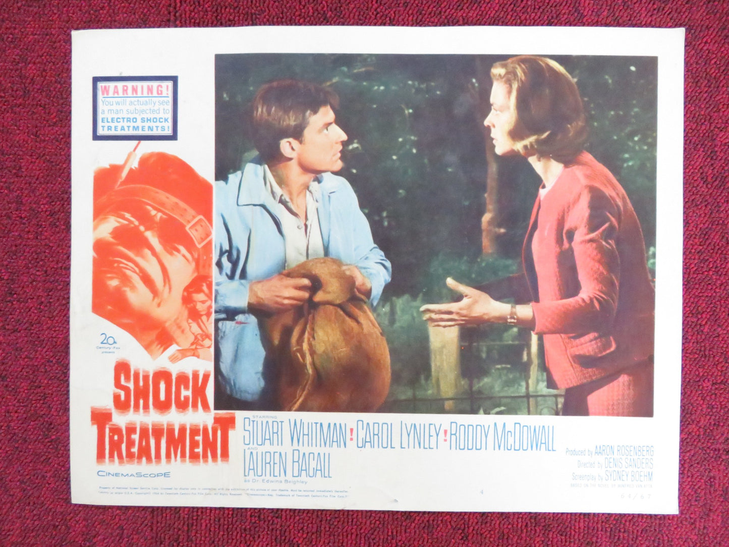 SHOCK TREATMENT US LOBBY CARD FULL SET STUART WHITMAN CAROL LYNLEY 1964