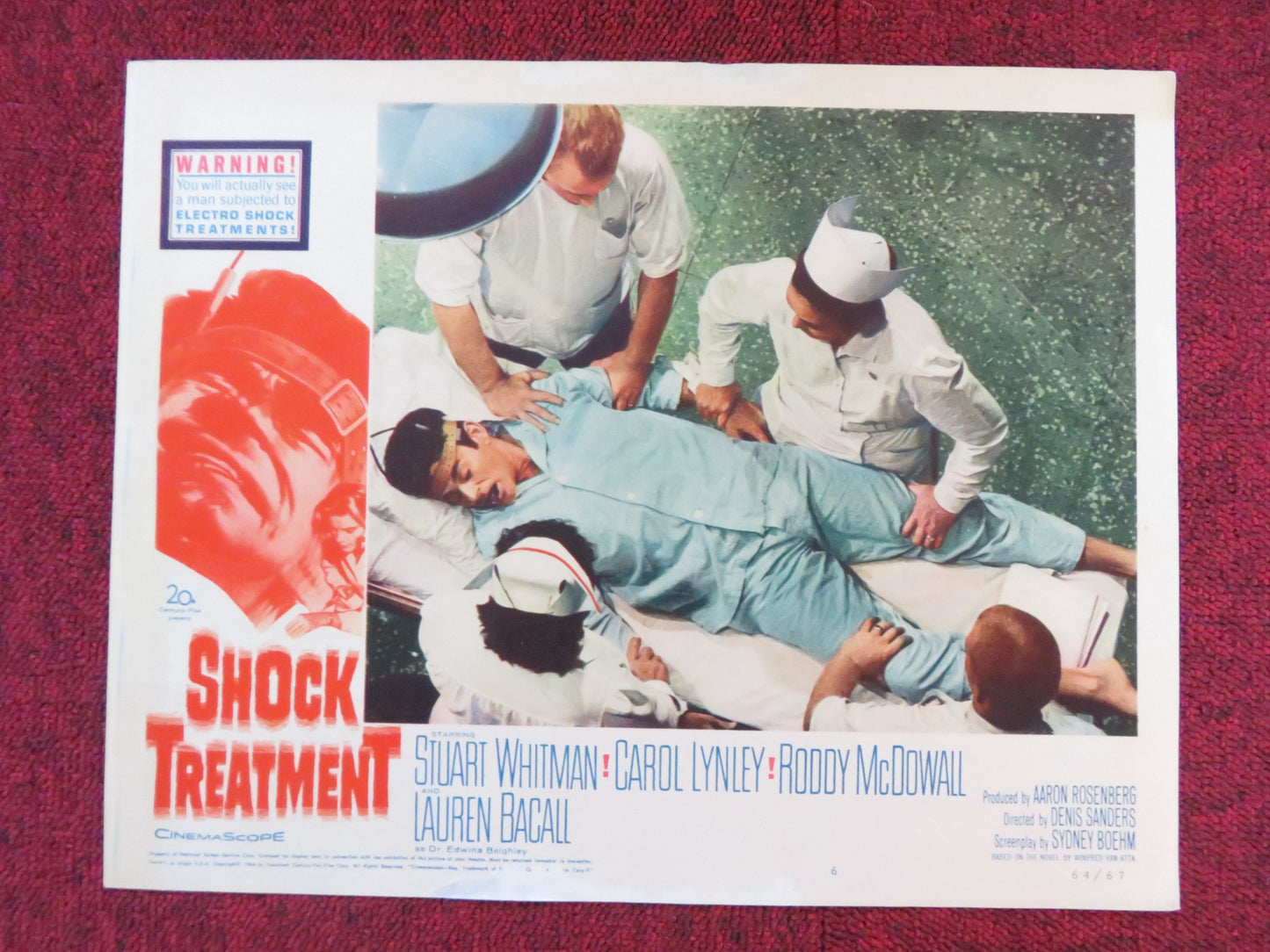 SHOCK TREATMENT US LOBBY CARD FULL SET STUART WHITMAN CAROL LYNLEY 1964