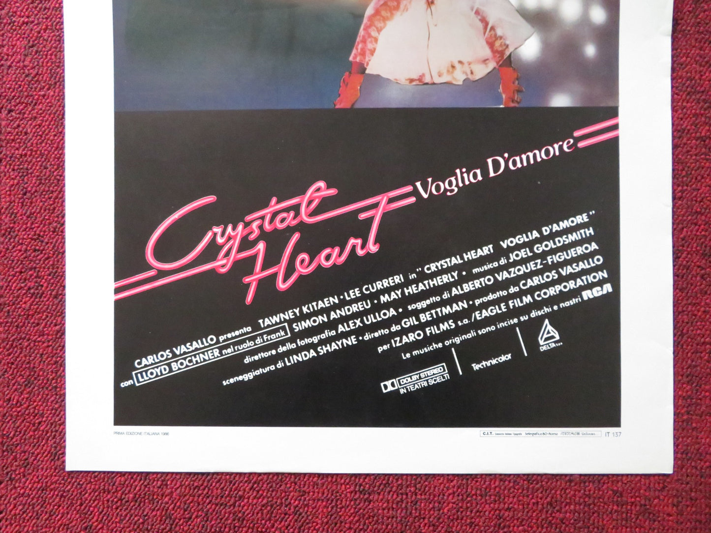 CRYSTAL HEART ITALIAN LOCANDINA POSTER LEE CURRERI TAWNY KITAEN 1986