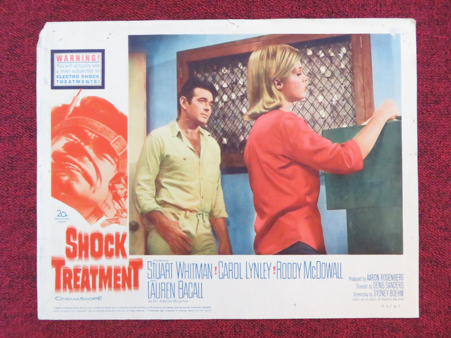 SHOCK TREATMENT US LOBBY CARD FULL SET STUART WHITMAN CAROL LYNLEY 1964