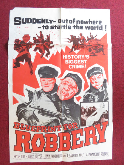 BLUEPRINT FOR ROBBERY FOLDED US ONE SHEET POSTER J. PAT O'MALLEY 1961