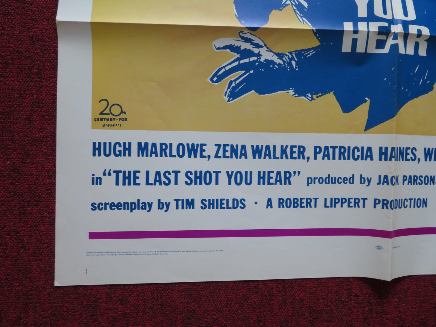 THE LAST SHOT YOU HEAR FOLDED US ONE SHEET POSTER HUGH MARLOWE ZENA WALKER 1968