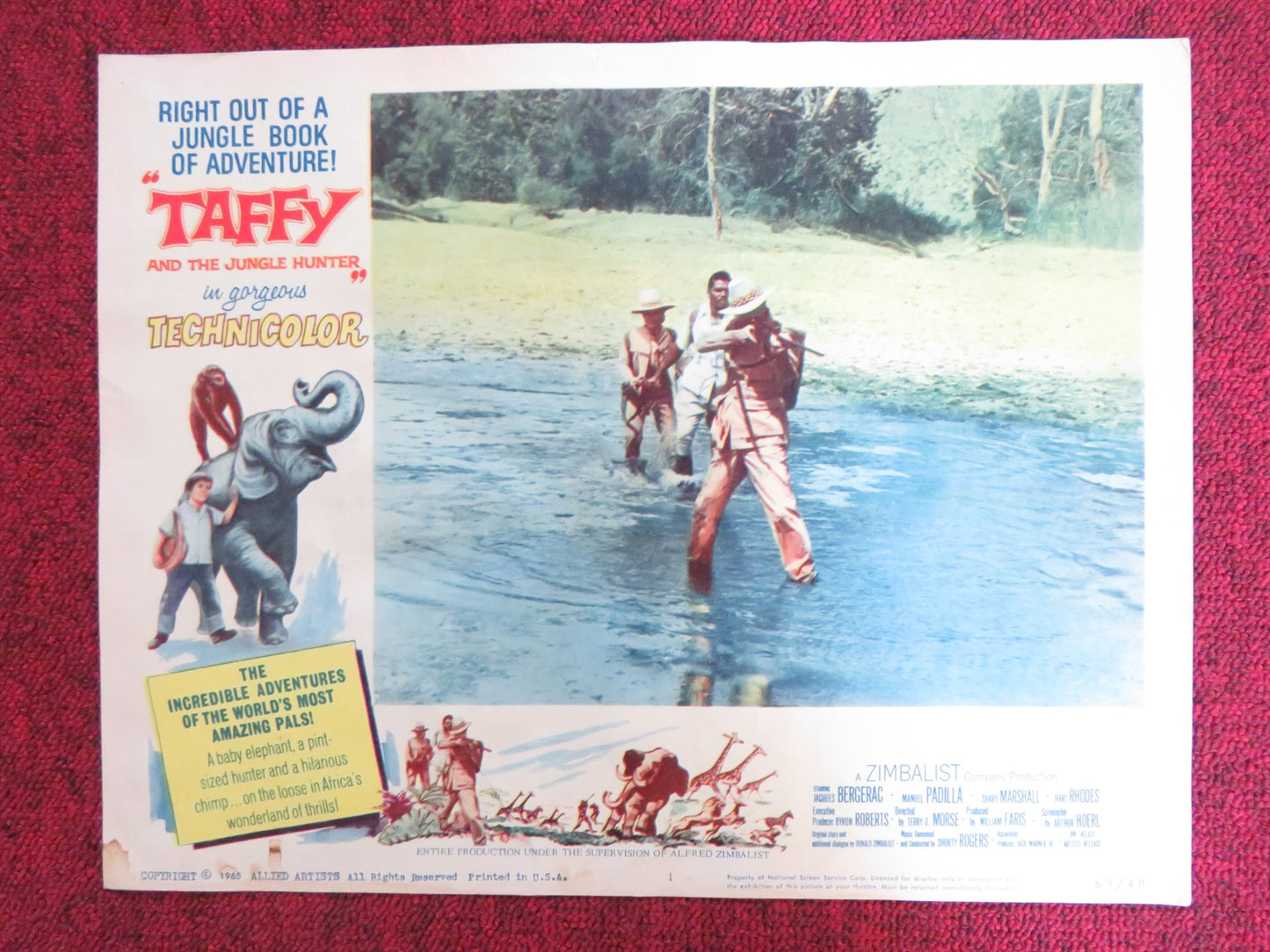 TAFFY AND THE JUNGLE HUNTER US LOBBY CARD FULL SET JACQUES BERGERAC 1965