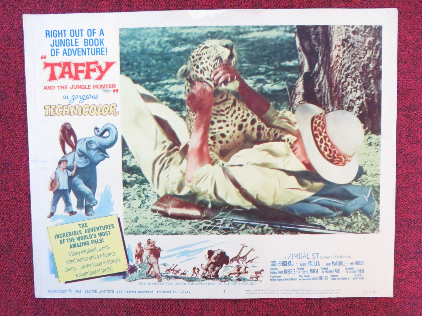 TAFFY AND THE JUNGLE HUNTER US LOBBY CARD FULL SET JACQUES BERGERAC 1965