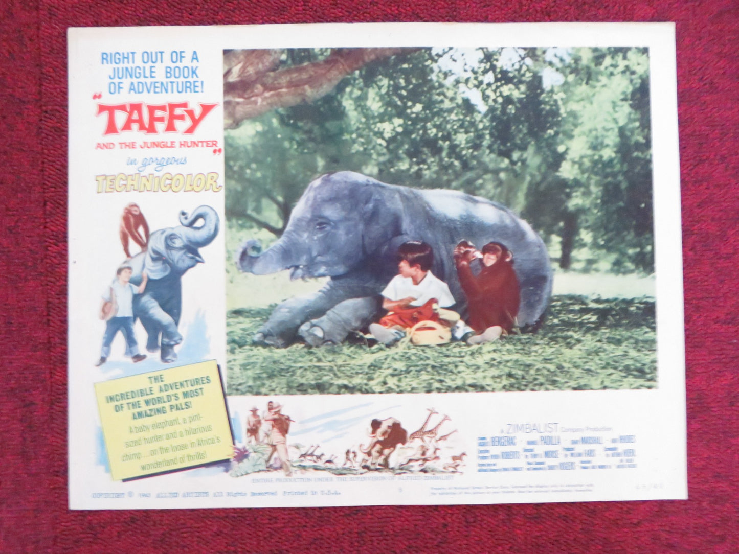 TAFFY AND THE JUNGLE HUNTER US LOBBY CARD FULL SET JACQUES BERGERAC 1965