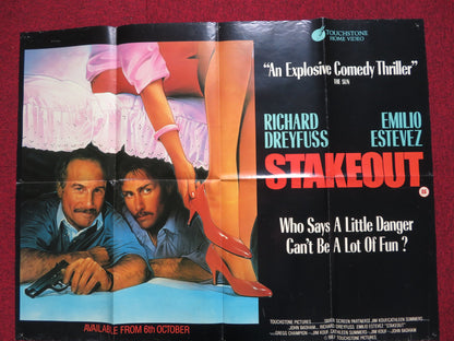 STAKEOUT VHS POSTER UK QUAD POSTER FOLDED RICHARD DREYFUSS EMILIO ESTEVEZ 1987